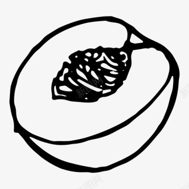 半桃水果手绘图标