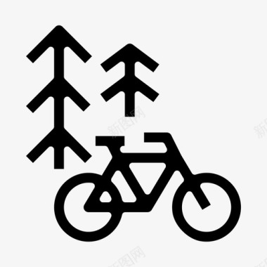 森林自行车骑行户外树图标