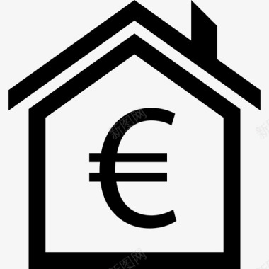 欧元图标房地产欧元家房子图标