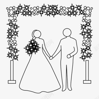 婚礼花婚礼拱门花婚姻图标