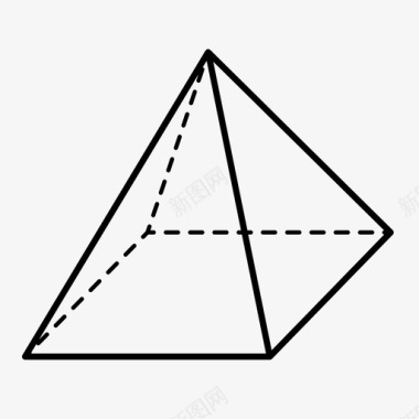 多彩方形方棱锥三维几何图标