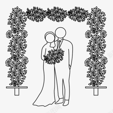 婚礼花婚礼拱门花婚姻图标