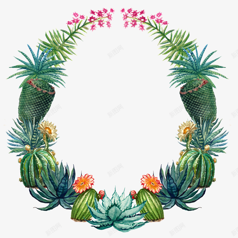 水彩仙人掌插画植物花环免扣wreaths06png免抠素材_88icon https://88icon.com 水彩 仙人掌 插画 植物 花环 免扣