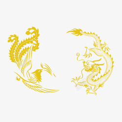 中国风金色龙古风水墨龙透明装饰PS合集素材