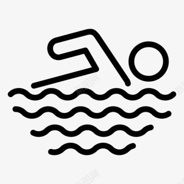 游泳游泳海滩度假图标