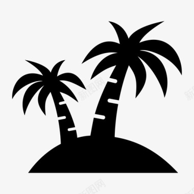 沙滩暴晒棕榈树沙滩椰子树图标
