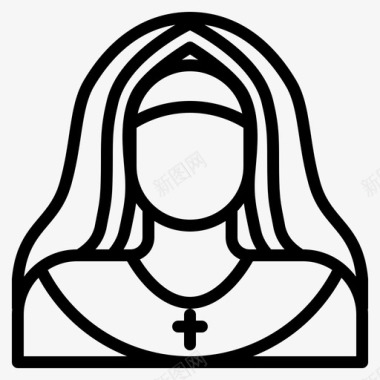 修女修女天主教徒基督徒图标