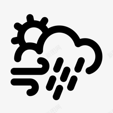 风暴晴雨和风气候预报图标