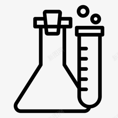 矢量试管医学实验室烧瓶实验室图标