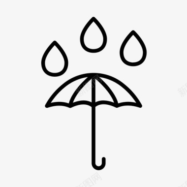 雨伞和水滴气候温度图标