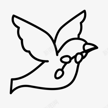 鸟带来植物基督教复活节图标