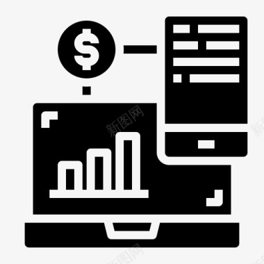 金融科技扁平笔记本电脑图形手机图标