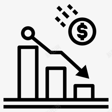 商务金融图表图表硬币下跌图标