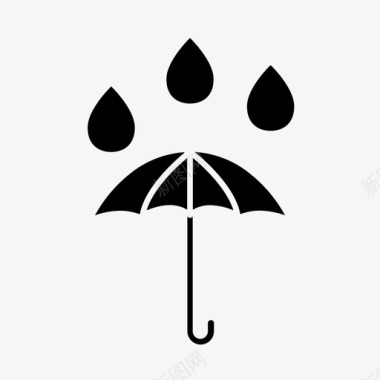雨伞和水滴气候温度图标