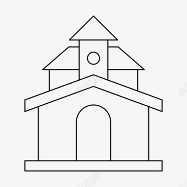 学校建筑卡通学校建筑学院图标