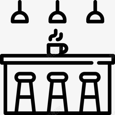 咖啡馆设计咖啡吧座位桌子图标