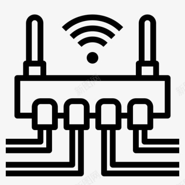 办公室伏案工作wifi商务连接图标