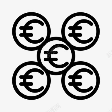 火焰欧元图标欧元银行商业图标