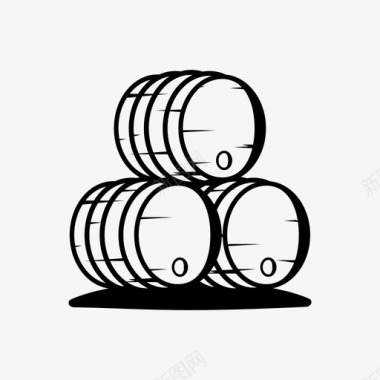红酒木桶桶橡木桶葡萄酒图标