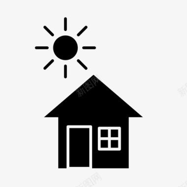 房子和太阳气候温度图标