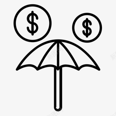 伞上的钱生意金融图标