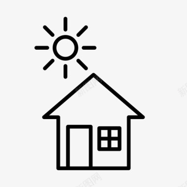 房子和太阳气候温度图标