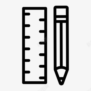 学校类几何工具铅笔比例尺图标