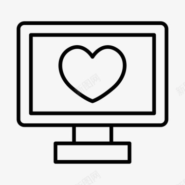 显示器和爱电脑心图标