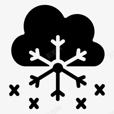 雪花填充图案雪花云冬天图标