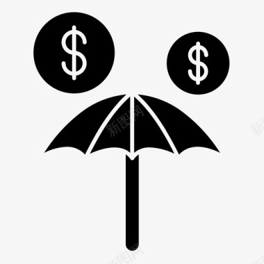 伞上的钱生意金融图标