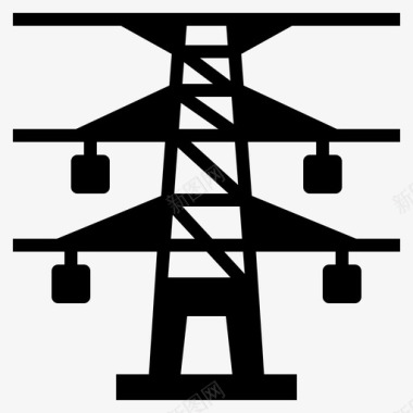 电的电力线电能源图标