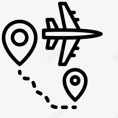 卡通飞机地图飞机跟踪地图和导航图标