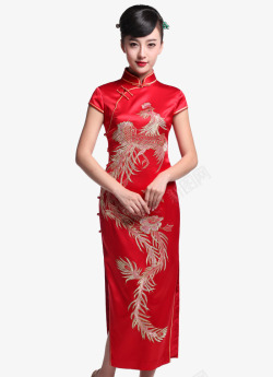 篇中国红美女旗袍浪漫人生素材