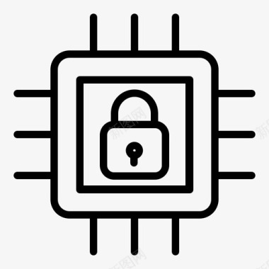 锁微芯片锁保护图标