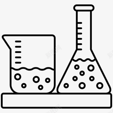 科学小实验烧杯化学实验图标