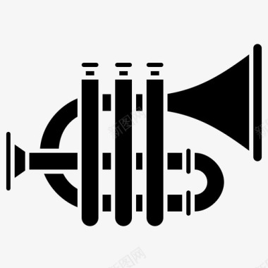 爵士鼓手短号铜管乐器图标