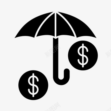 伞下的钱商业金融图标