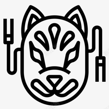 日本鬼面具狐狸面具文化日本图标