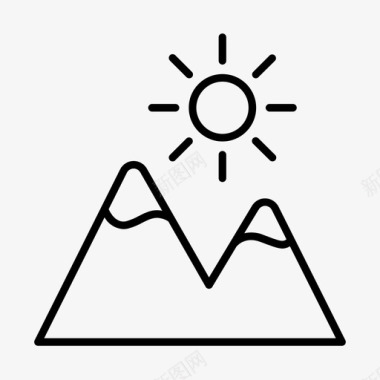 山和太阳季节天气图标