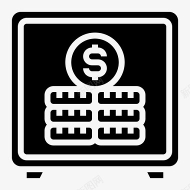 公共标识安全保险箱硬币金融图标