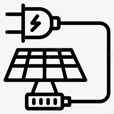 矢量风力发电机太阳能电池生态能源图标