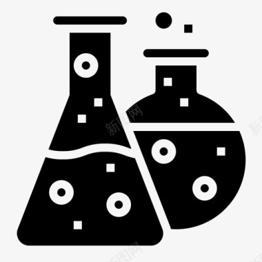 科学小实验烧瓶化学教育图标