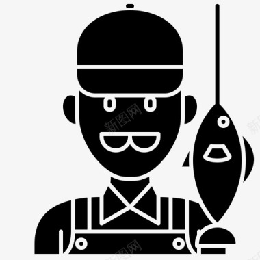 渔民职业捕鱼图标
