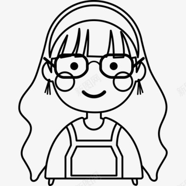 水纹波浪戴眼镜的女孩眼镜书呆子图标