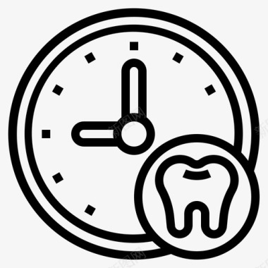 粉色牙齿图标检查时钟牙齿检查图标