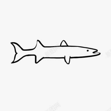 画梭鱼海洋鱼和海洋生物手工画图标