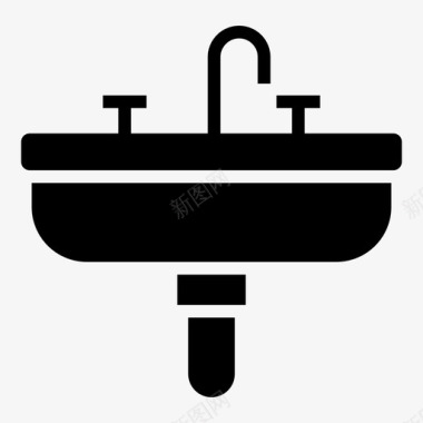 洗衣机水槽脸盆浴室图标