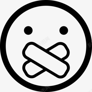 emoji表情闭嘴绷带表情符号图标