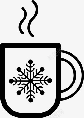 雪花标志冬季马克杯咖啡杯子图标