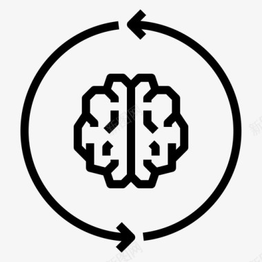 球形大脑大脑箭头教育图标